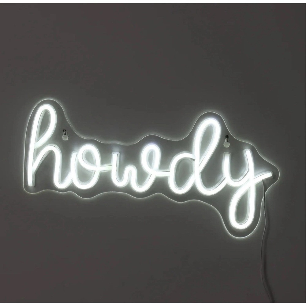 Urban Shop 15.7" x 7.5" Howdy White LED Neon Light USB Powered Wall Sign